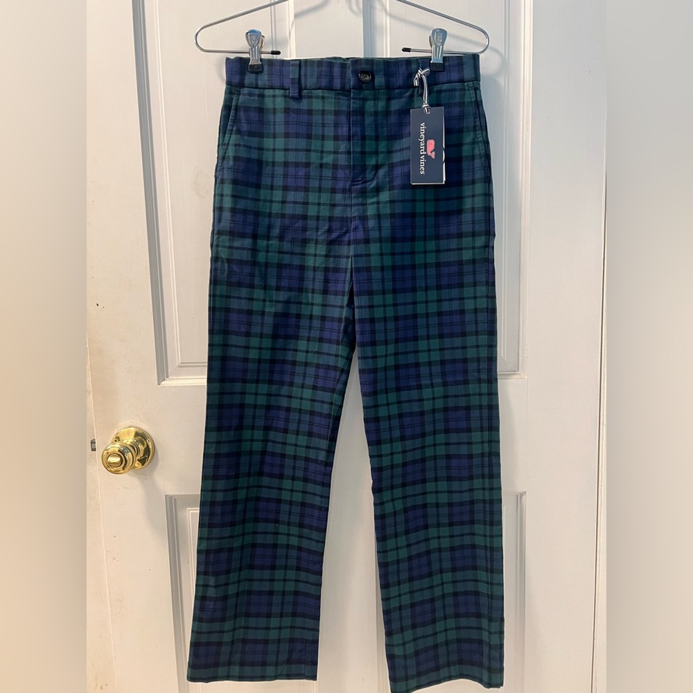 Vineyard Vines tartan plaid holiday Christmas pants boys 14